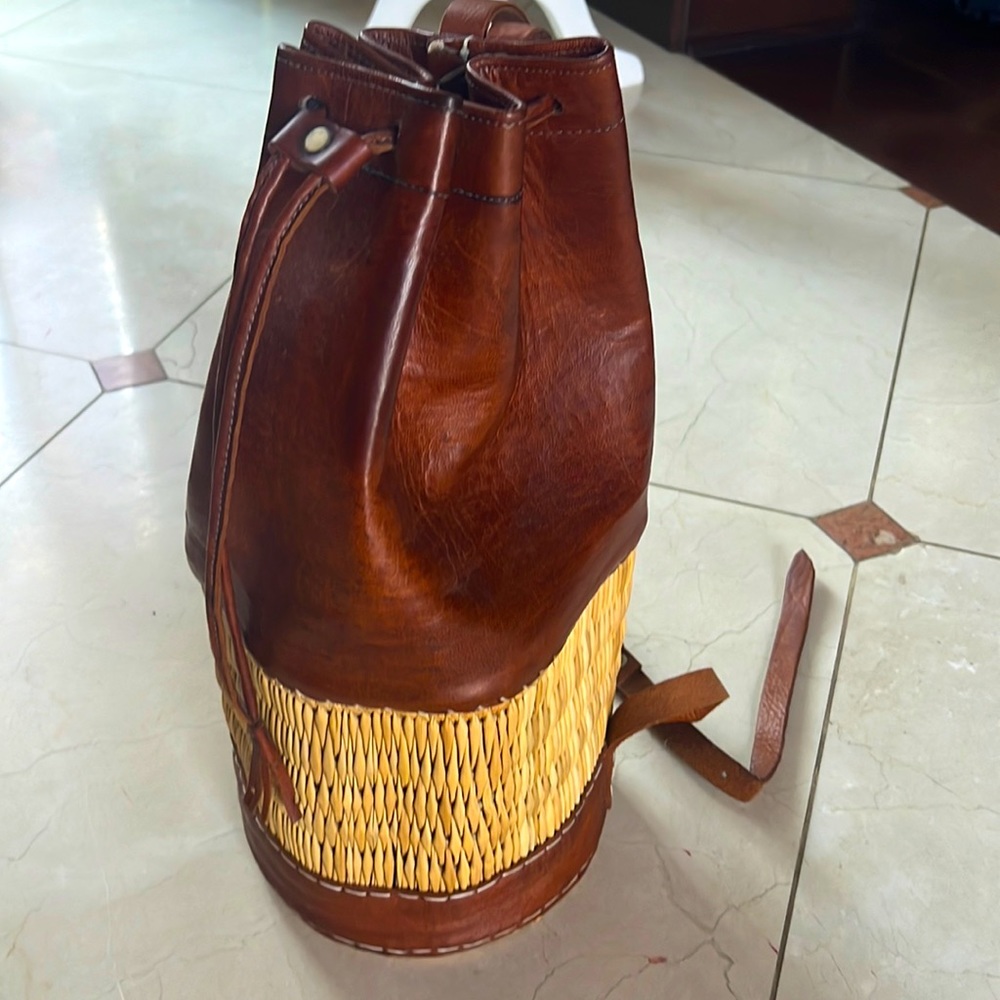 Napa Valley Leather and Rattan Backpack